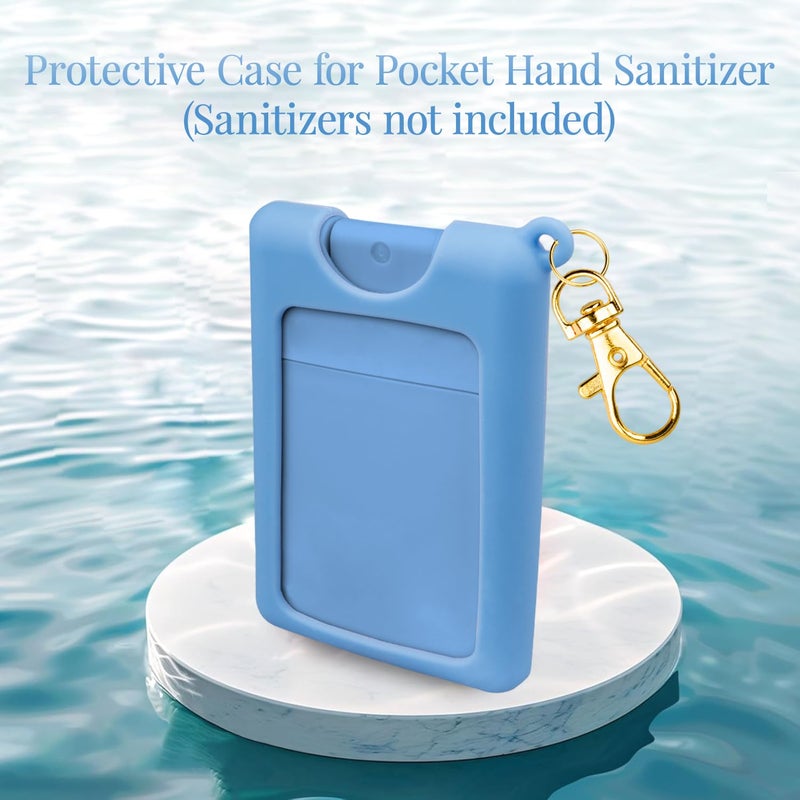 VANEST Silicone Case Compatible with Noshinku Pocket Hand Sanitizer, Protective Case with Keychain for Refillable Travel Size, Hand Sanitizer Spray Accessory (Blue) - Image 2